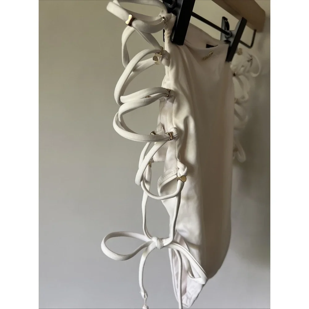 NWT Victoria's Secret Swim Caged Lace Up Tie Bikini Bottoms Size Small S Bridal